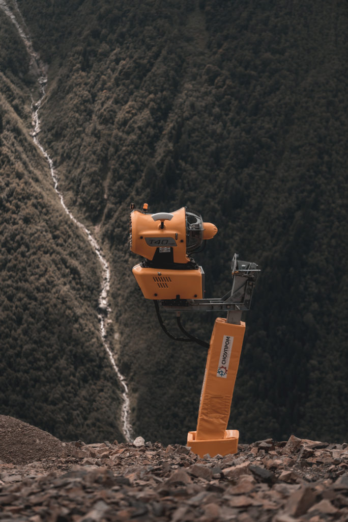 At DOMBAY ski resort started the process of snowmaking the ski slopes